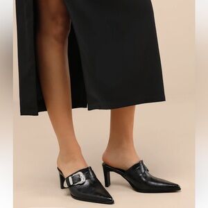 Elegant Black Heeled Mules